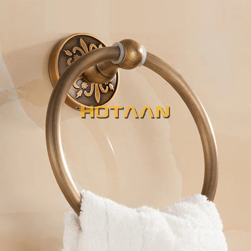 Afralia™ Antique Brass Wall-Mounted Round Towel Holder - Classic Bathroom Accessories
