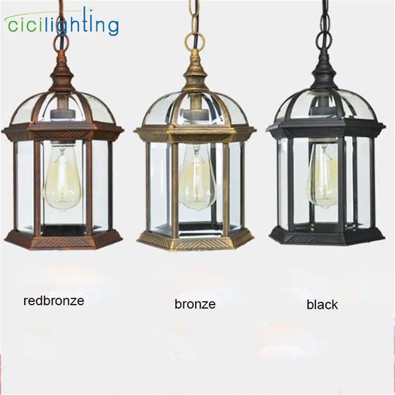 Afralia™ Outdoor Aluminum Alloy Pendant Light with Clear Glass Shade