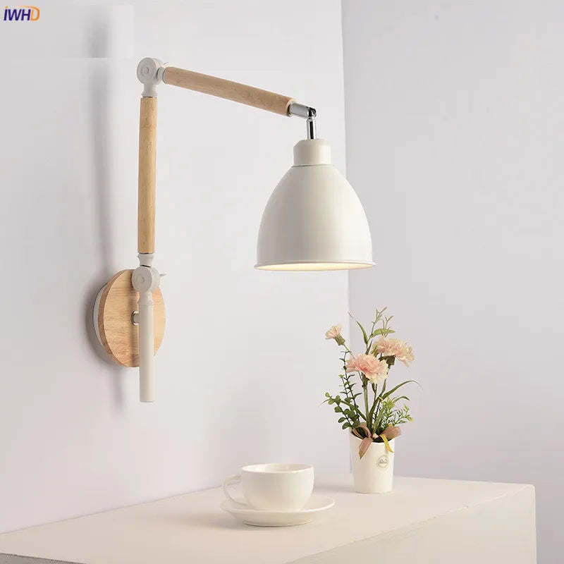 Afralia™ Swing Arm White LED Wall Lamp for Modern Home Lighting Sconce