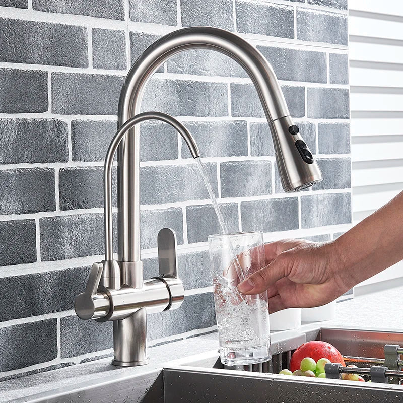 Afralia™ Dual Handle Water Filter Faucet with 360 Degree Rotation