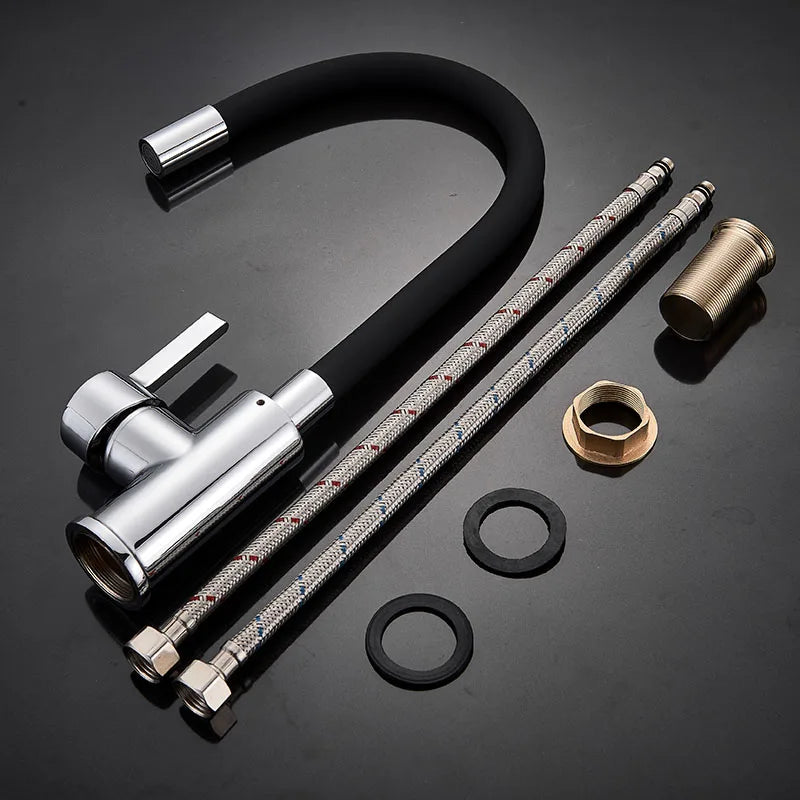 Afralia™ Flexi-Neck Kitchen Sink Faucet: Hot Cold Mixer, Deck Mounted Bathroom Tap