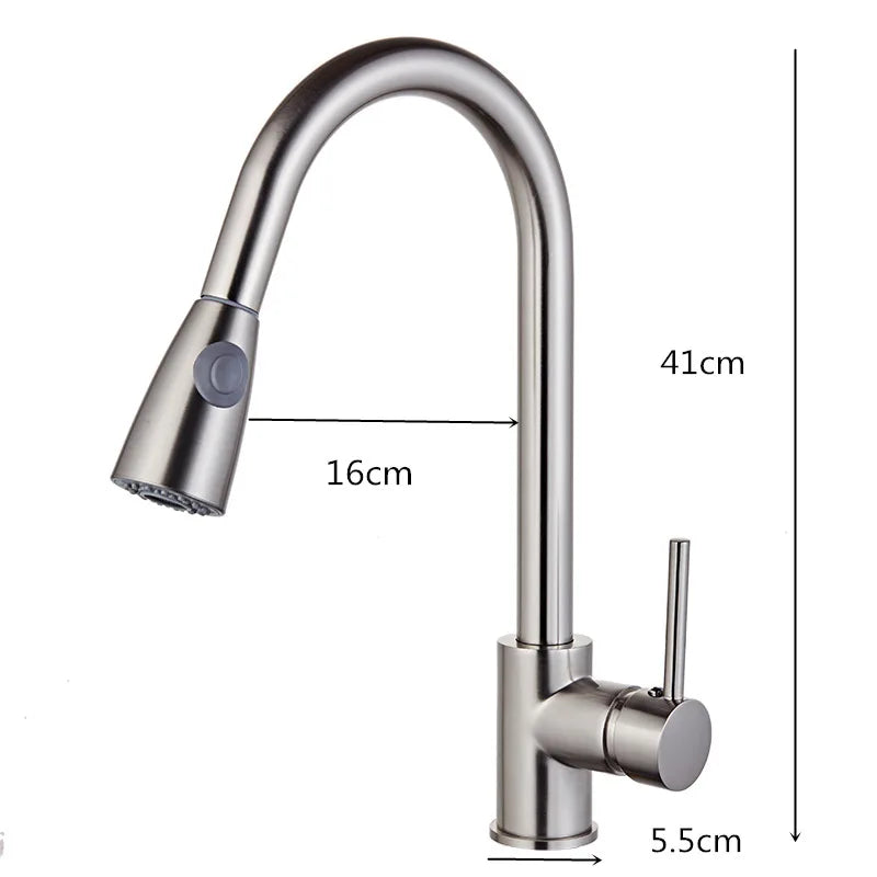 Afralia™ Pull Out Kitchen Faucet Mixer Single Handle 360 Rotate Chrome/Nickel/Gold Tap