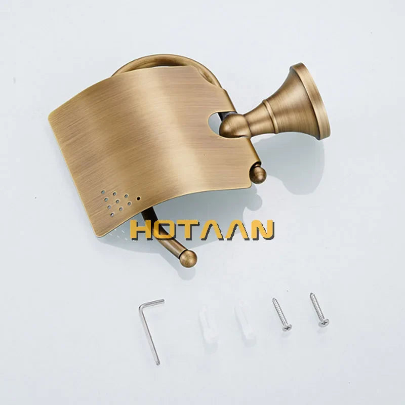 Afralia™ Brass Finish Solid Brass Toilet Paper Holder Bathroom Accessory