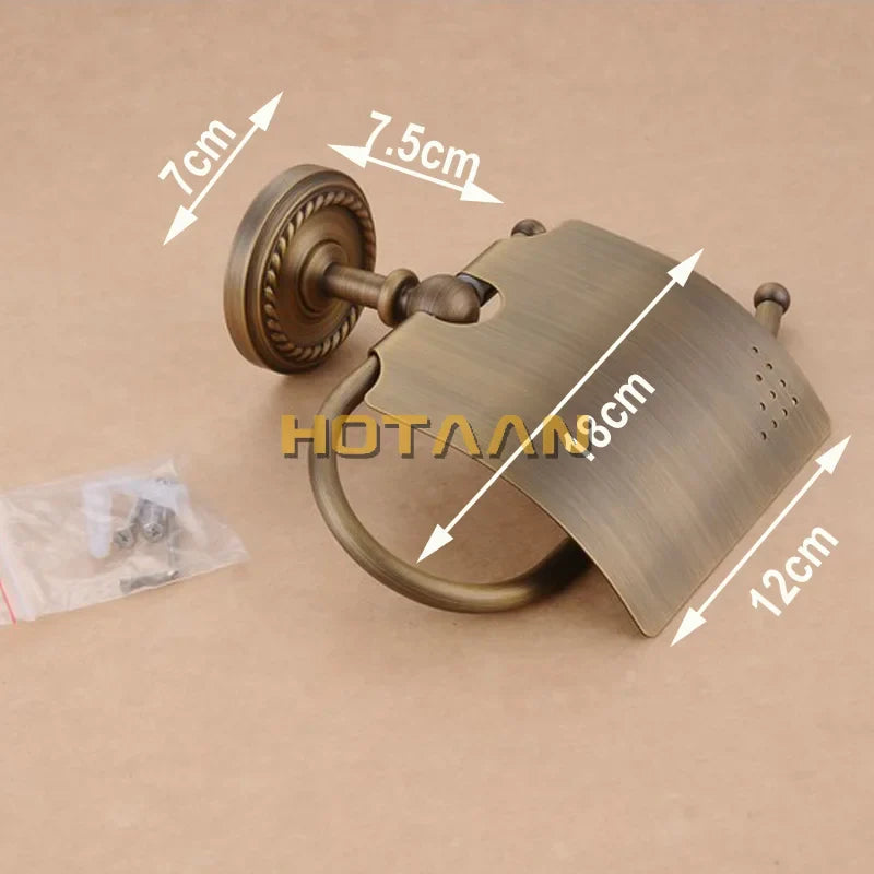 Solid Brass Toilet Paper Holder Bathroom Accessories Afralia™ - Antique Brass Finish