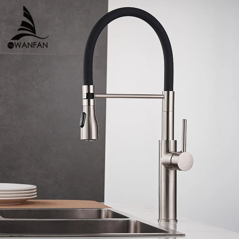 Afralia™ Chrome Dual Sprayer Kitchen Sink Faucet - Deck Mount Pull Down Mixer