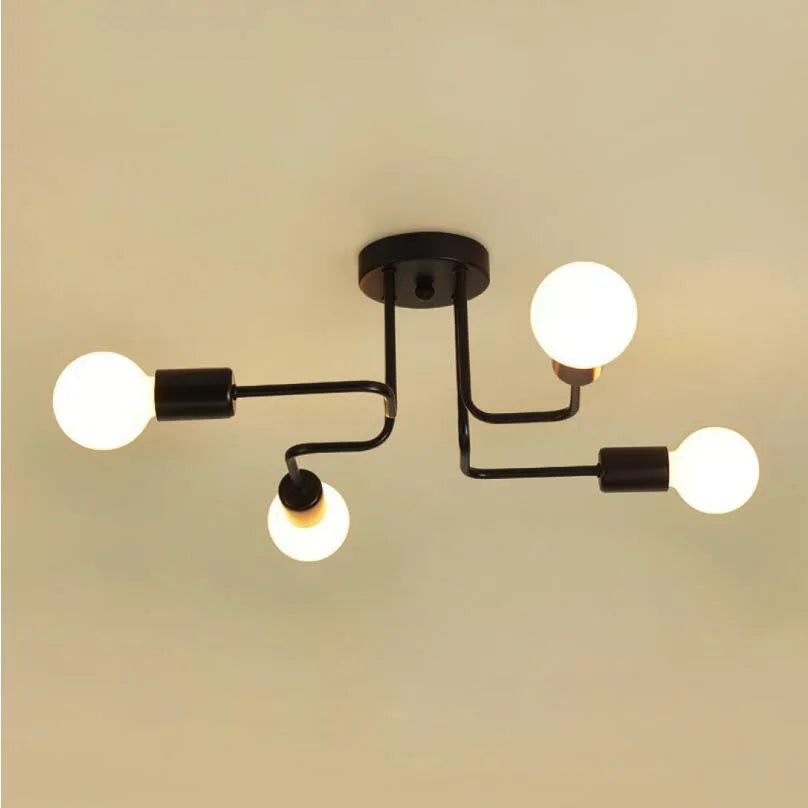 Afralia™ Vintage Wrought Iron Ceiling Light for Living Room Home Lighting E27