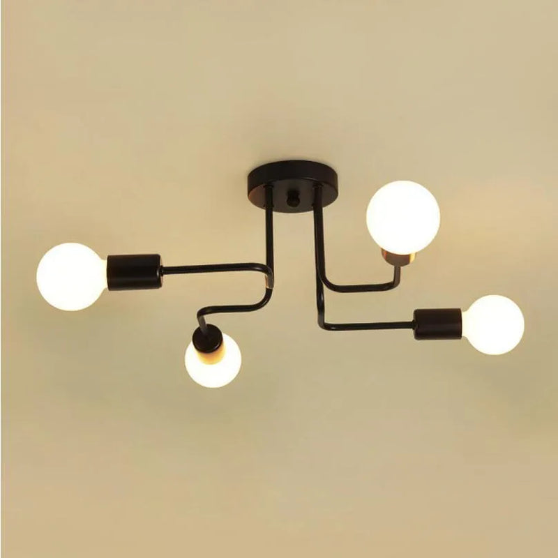 Afralia™ Vintage Wrought Iron Ceiling Light for Living Room Home Lighting E27