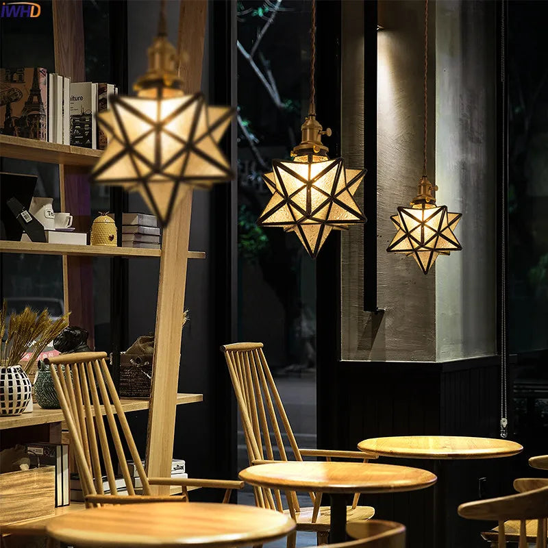 Afralia™ Nordic Star LED Glass Pendant Light: Colorful Vintage Lamp for Bar, Living Room.