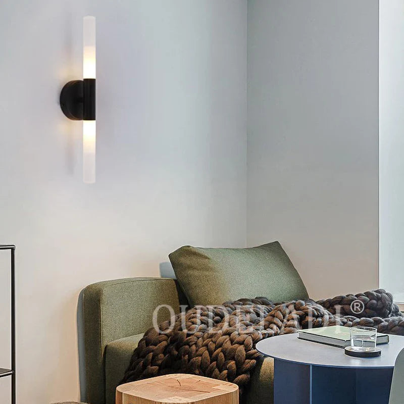 Afralia™ LED Tube Wall Light for Bedroom Bathroom Foyer Living Room, Modern Metal Up Down Lamps