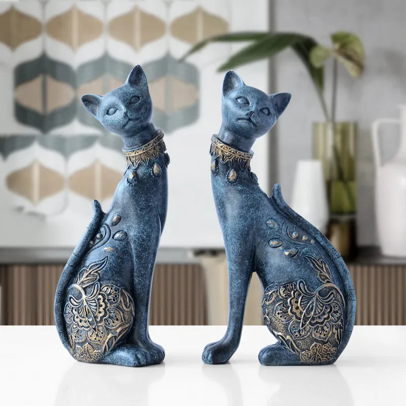 Afralia™ Cat Statue: Decorative Resin Sculpture, Creative Home Decor, Wedding Gift