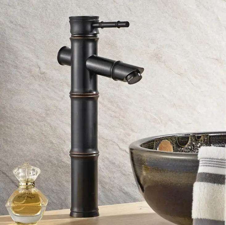 Afralia™ Brass Basin Mixer Tap: Waterfall Faucet in Antique Bronze Black Finish