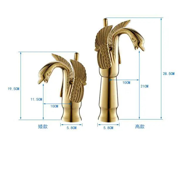 Afralia™ Swan Style Brass Luxury Bathroom Faucet in Chrome/Golden/Antique/Black With Deck Mount