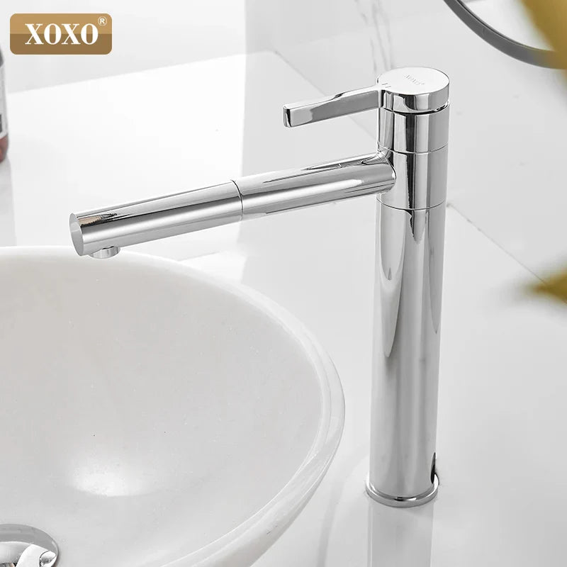 Afralia™ White Chrome Bathroom Faucet 360 Degree Rotate Single Handle - 83018