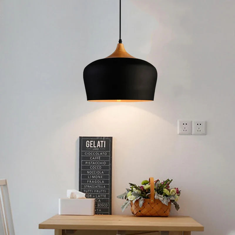 Afralia™ Modern Wood Aluminum Pendant Light for Restaurant Bar Coffee Dining Room