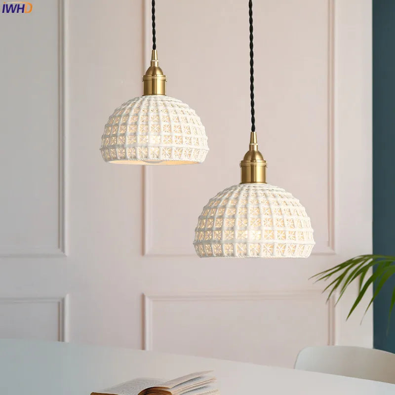 Afralia™ Ceramic Copper Pendant Light | Nordic Japan Style Dinning Living Room Lamp