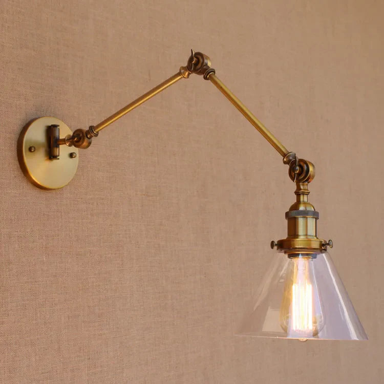 Afralia™ Antique Brass Loft Industrial Wall Lamp Swing Arm Sconce