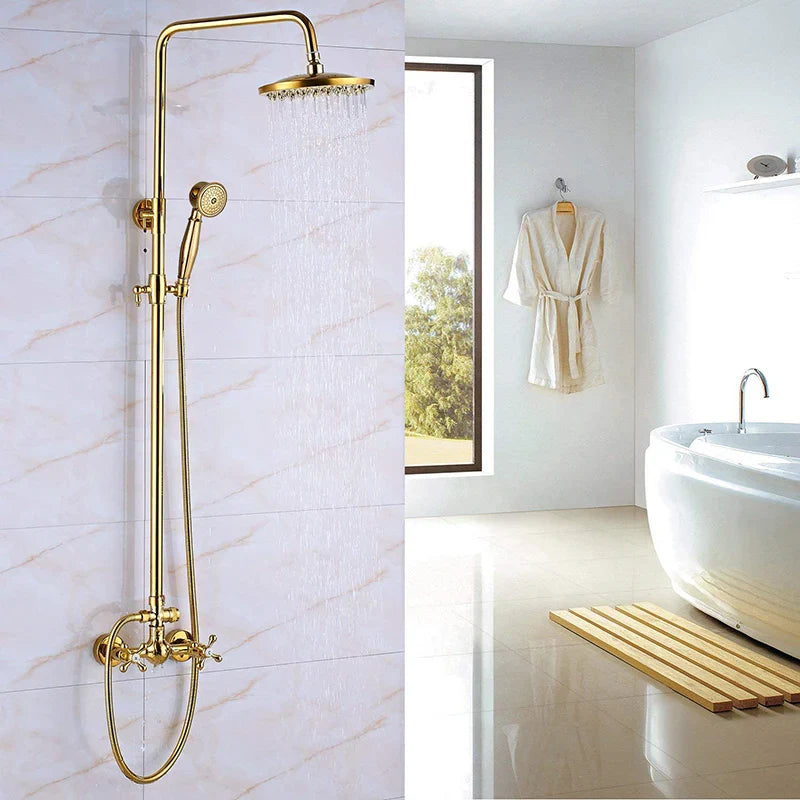 Afralia™ Dual Handle Wall Mounted Rainfall Shower System with Sliding Bar