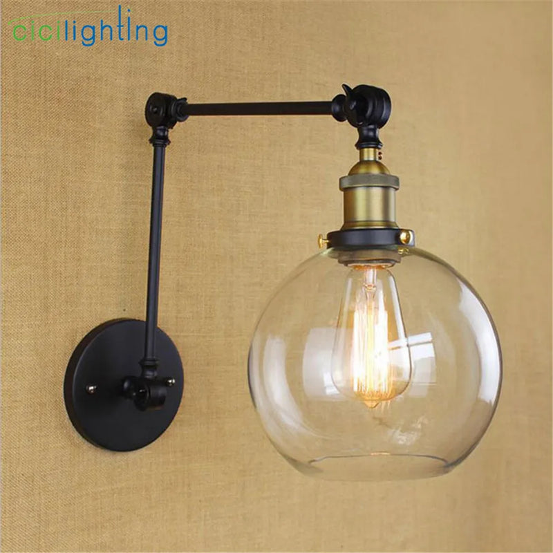 Afralia™ Globe Glass Swing Arm Wall Lights - Elegant Home Lighting Sconce Fixture