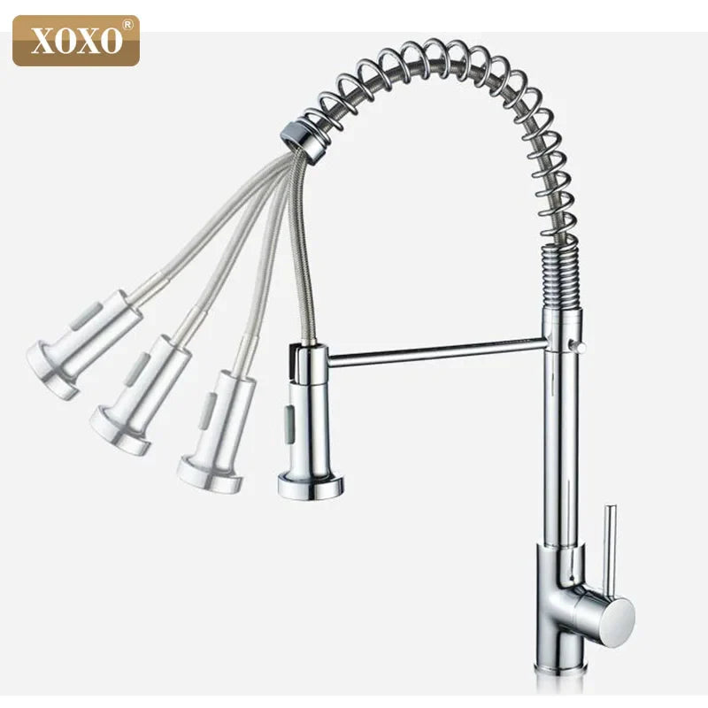 Afralia™ Brushed Nickel Kitchen Faucet Pull Out Swivel Mixer Tap 1343A-S