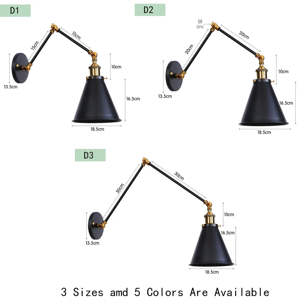 Afralia™ Iron Loft Retro Wall Lamp Sconce Indoor LED Industrial Black Brass