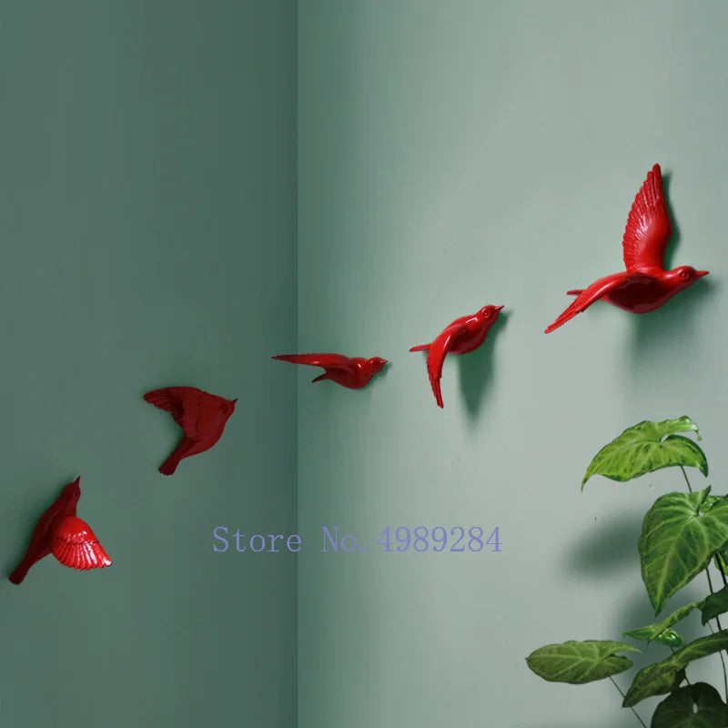 Afralia™ Resin Little Bird Wall Decoration 3D Home Decor Modern Crafts Background Wall