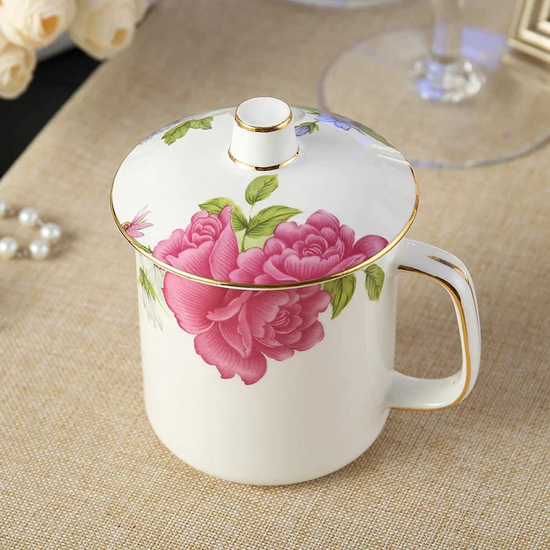 Afralia™ Porcelain Tea Mug Set - Elegant British Bone China Coffee Cup Tumbler