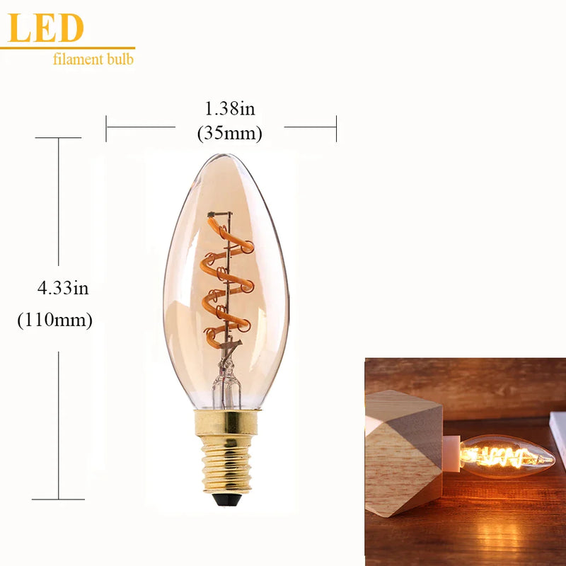 Afralia™ Vintage Spiral LED Filament Bulb 3W 220V Dimmable Retro Light Lamp 2200K