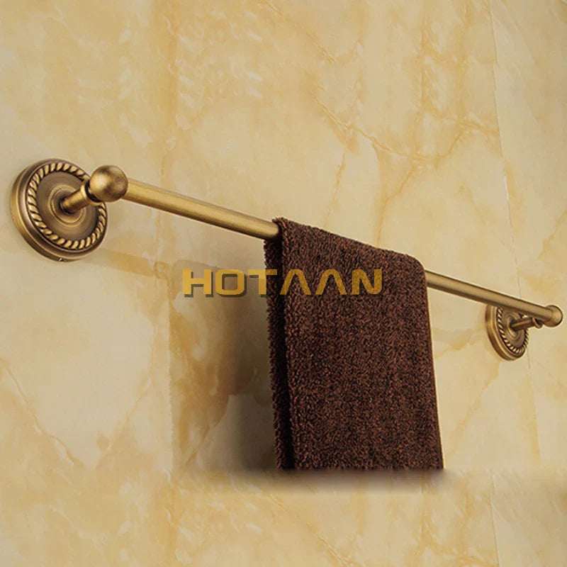 Afralia™ Brass Bathroom Accessories Set, Robe Hook, Paper Holder, Towel Bar, Antique Finish