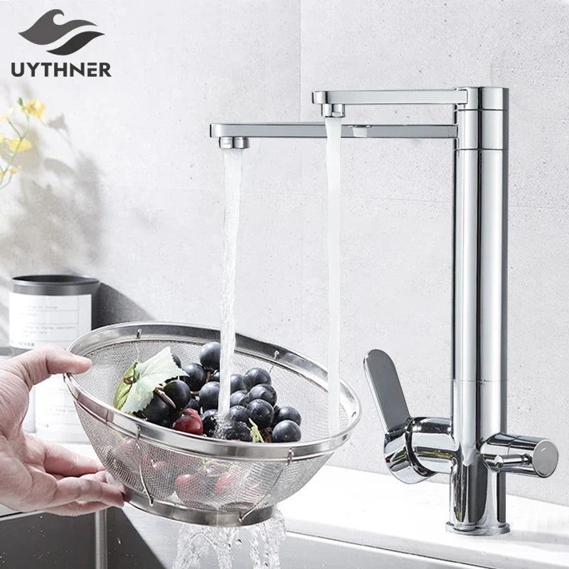 Afralia™ Dual Handle Waterfilter Kitchen Faucet with 360° Rotation and Water Purification