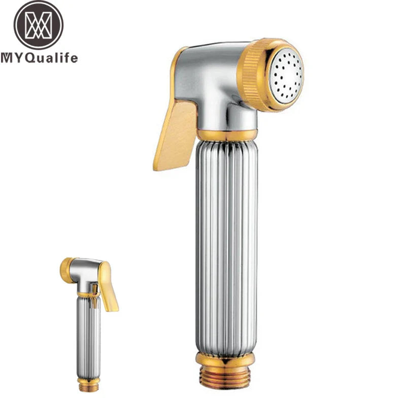 Afralia™ Golden Bidet Sprayer Gun - Chrome Hand Held Toilet Shower Head