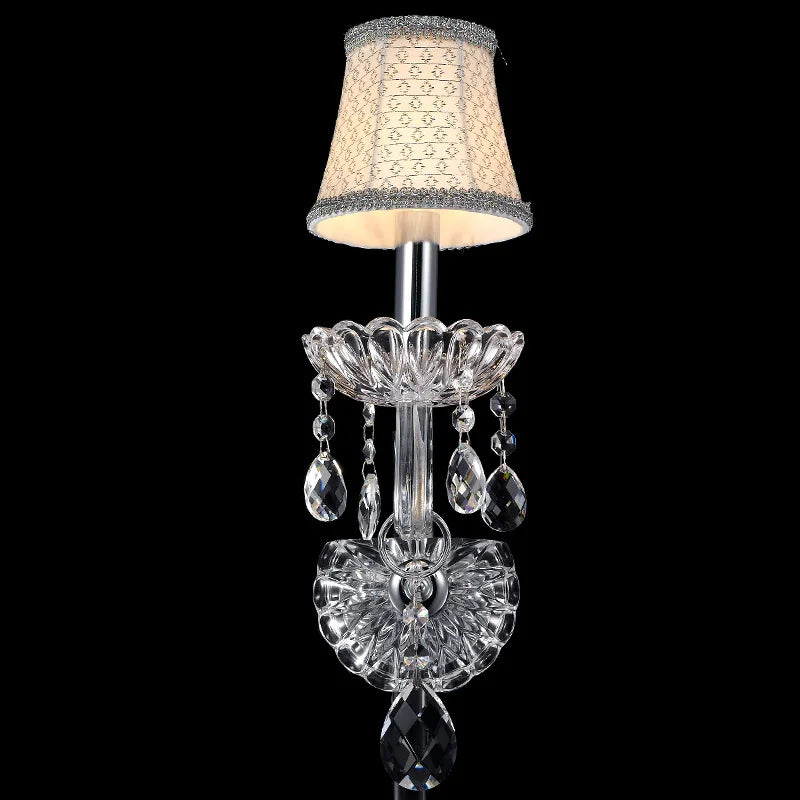 Afralia™ Crystal Lamp Wall Light with LED Bulbs and Silk Fabric Lampshade