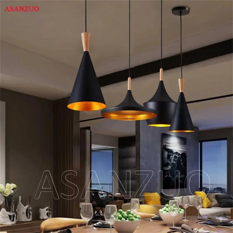 Afralia™ Nordic Wooden Aluminum Pendant Lights for Modern Home Dining, Music Theme