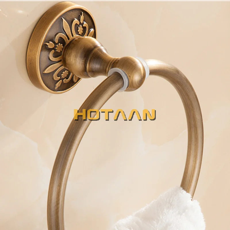 Afralia™ Antique Brass Wall-Mounted Round Towel Holder - Classic Bathroom Accessories