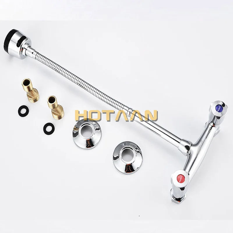 Afralia™ Chrome Plated Kitchen Faucet Hot Cold Mixer Dual Handle Sink Tap
