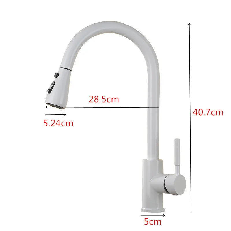 Afralia™ White/Gold/Nickel Kitchen Faucet Mixer Tap - 360° Swivel Sink, Pull Out, Single Handle