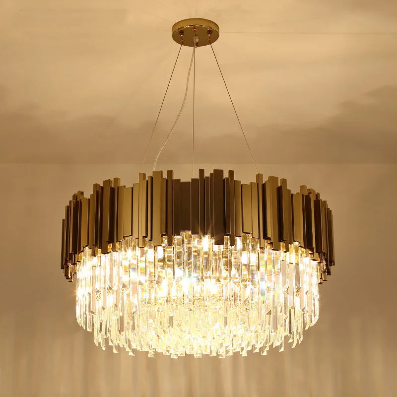 Afralia™ Gold LED Crystal Ceiling Chandelier for Elegant Home Decor