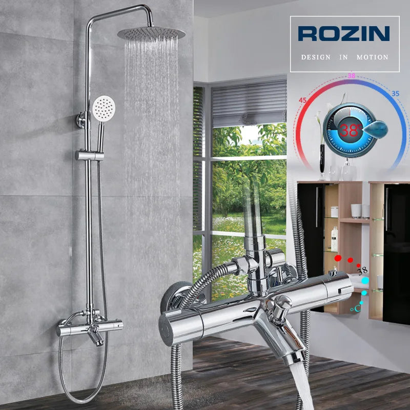 Afralia™ Rainfall Bath Shower Mixer with Handshower - Wall Mounted Dual Handle Chrome