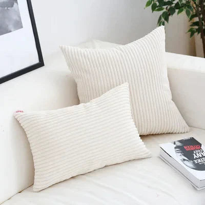 Afralia™ Velvet Cushion Cover Flocking Stripe Yellow Gray Pillow Case 45x45cm/60x60cm