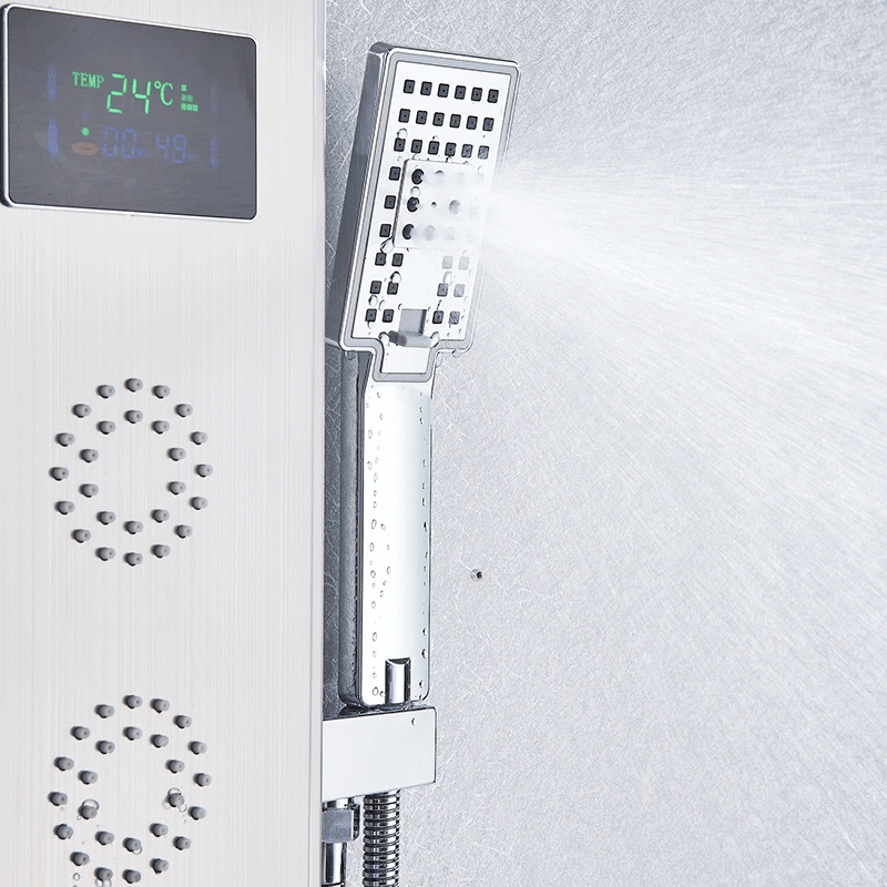 Afralia™ Black LED Shower Panel 5-Function Wall Mount Bathroom Faucet - Cold and Hot Shower