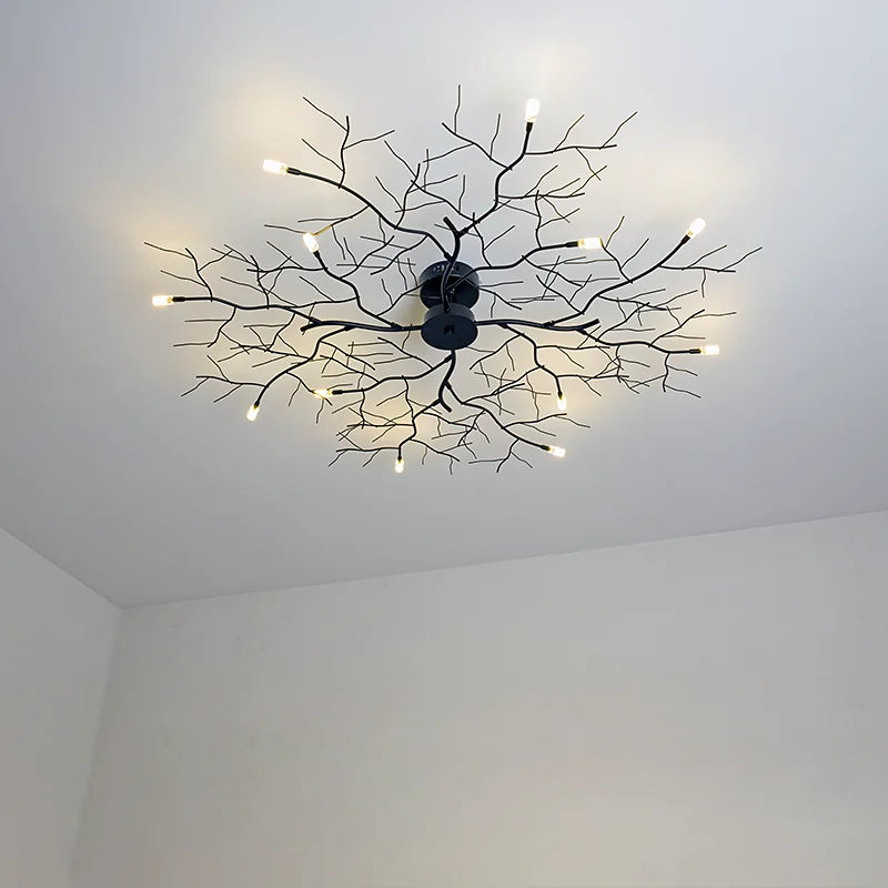 Afralia™ LED Branch Iron Ceiling Lamp for Bedroom & Living Room Decor