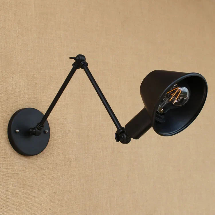 Afralia™ Golden Vintage LED Swing Arm Wall Sconce Industrial Style