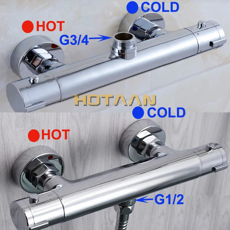 Afralia™ Thermostatic Shower Faucet Mixer, Chrome Finish