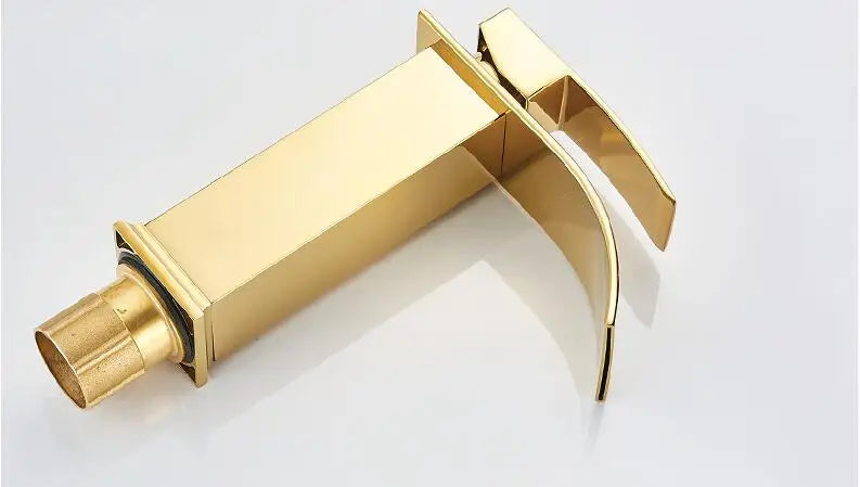 Afralia™ Waterfall Bathroom Faucet Single Handle Basin Mixer Tap Gold Antique Brass Sink