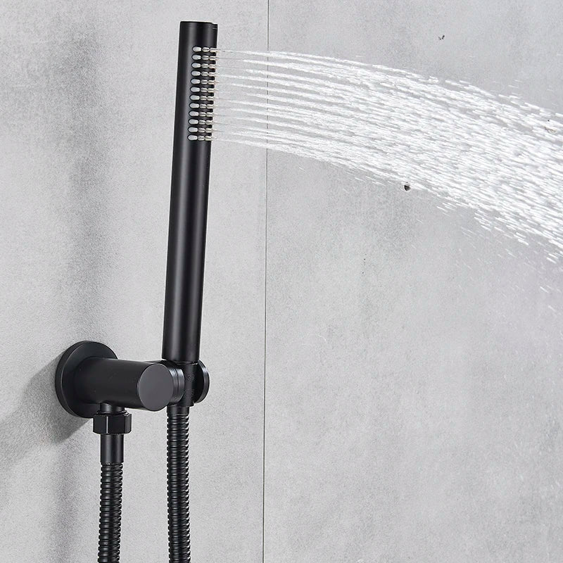Afralia™ Matte Black Digital Display Shower Faucet Set with Concealed Mixing Valve