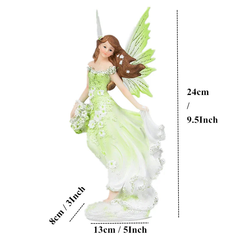 Afralia™ Resin Unicorn Horn Angel Fairy Figurine Modern Home Decor Horse Miniature Angel Fairy Statue