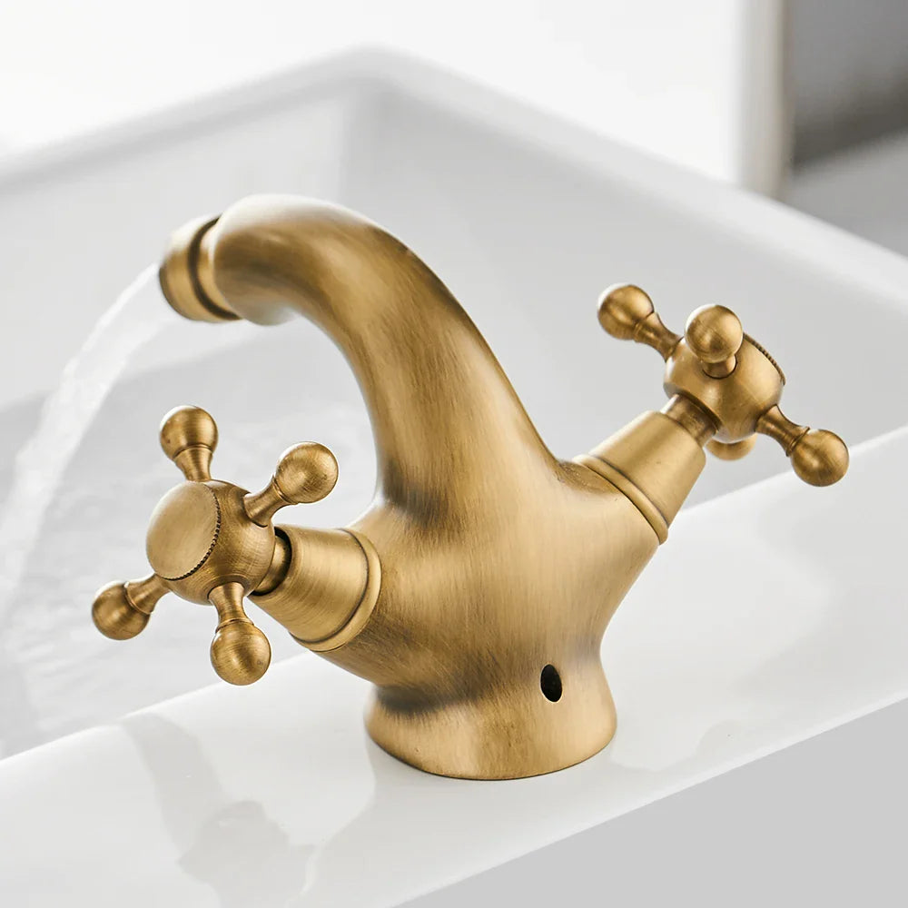 Afralia™ Chrome Bidet Faucet, Brass Swivel Handles, Single Hole Deck Mounted Mixer Tap
