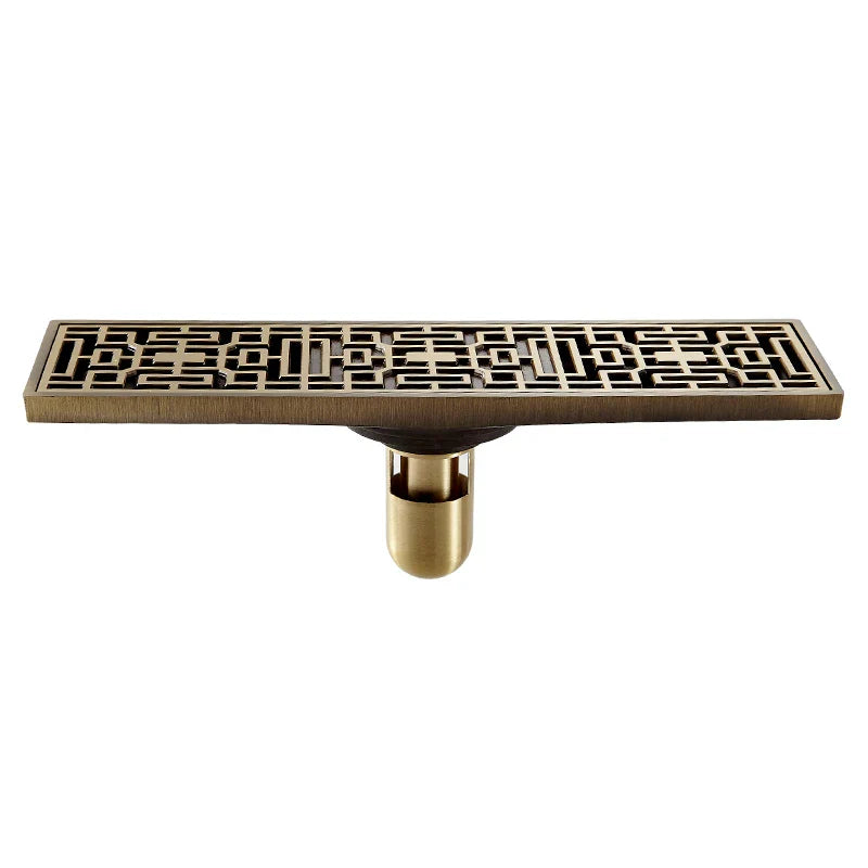 Afralia™ Euro Antique Brass Art Carved Floor Drain Cover Shower Waste Drainer