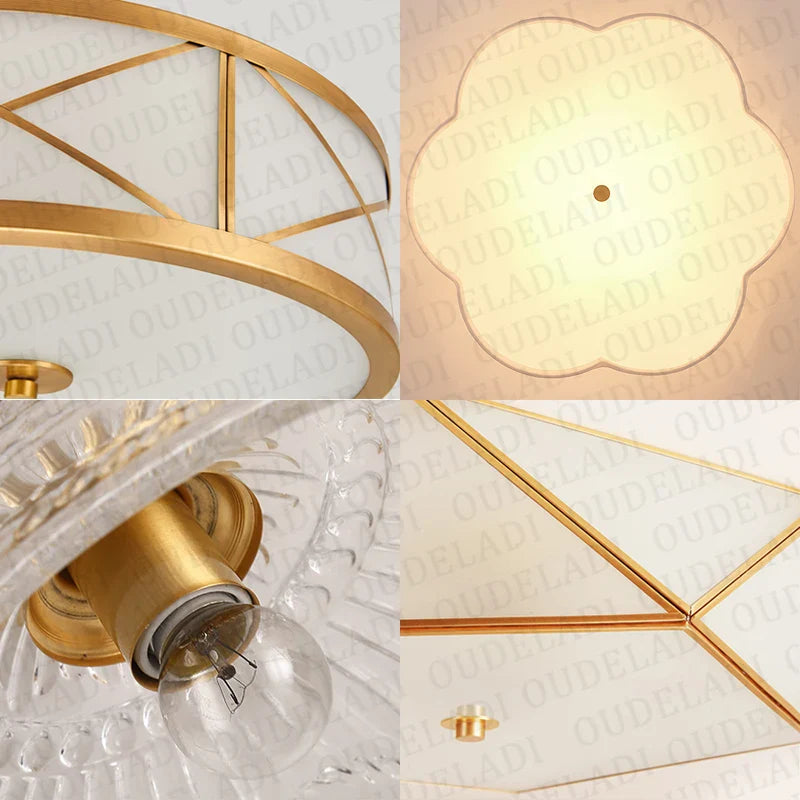 Afralia™ Copper Frosted Glass Ceiling Light for Foyer, Restaurant, Living Room, Bedroom, Study, and Loft.