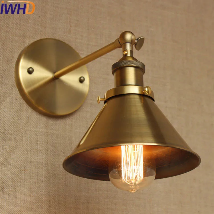 Afralia™ Retro Loft Vintage Wall Lamp Gold Shade Industrial Sconce Fixtures