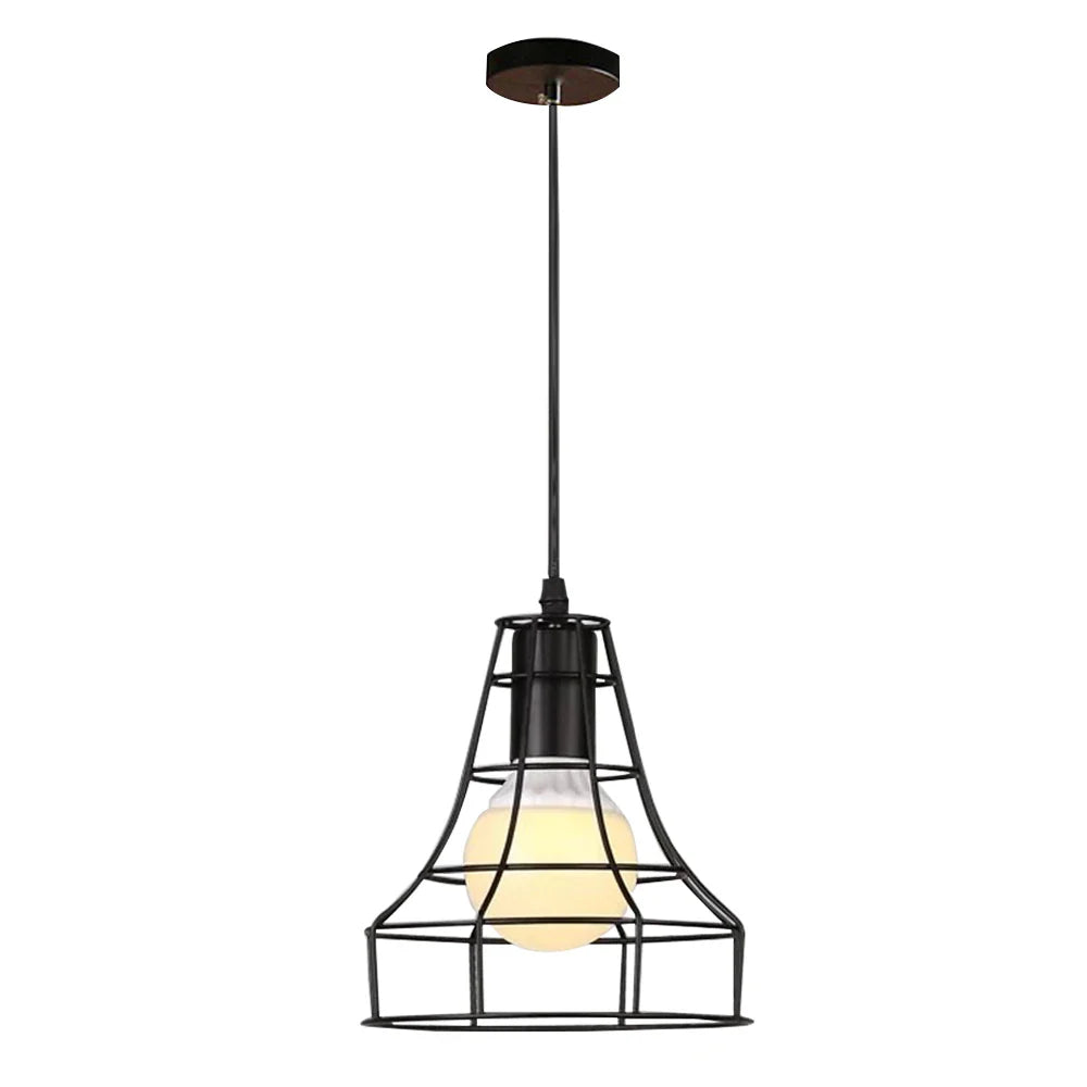 Afralia™ Black Metal Chandelier with E27 Edison Bulb Socket for Kitchen, Restaurant, Cafe